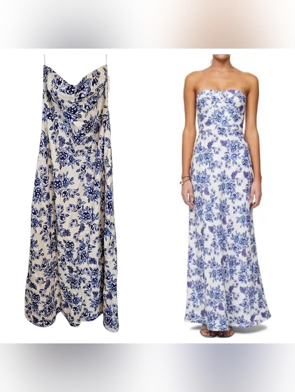 Bec + Bridge Audette Floral Linen Empire Wasteline Maxi Strapless Dress